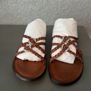 Sesto Meucci Braided Leather and Rhinestone Sandals Size 9